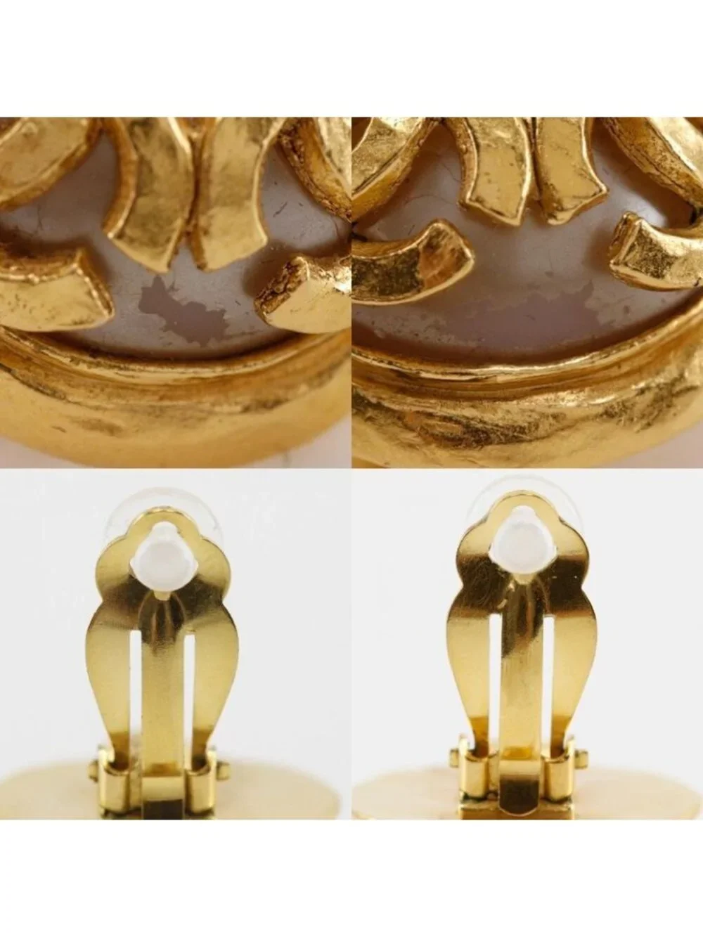 Chanel Triple Coco Mark Vintage Gold Plated And Faux Pearl 94 A 29.4